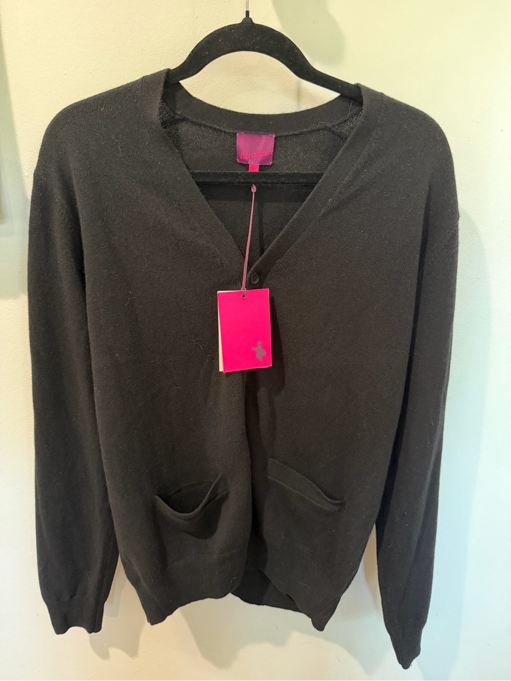 Women's Black V-Neck Pocket Cardigan Sweater